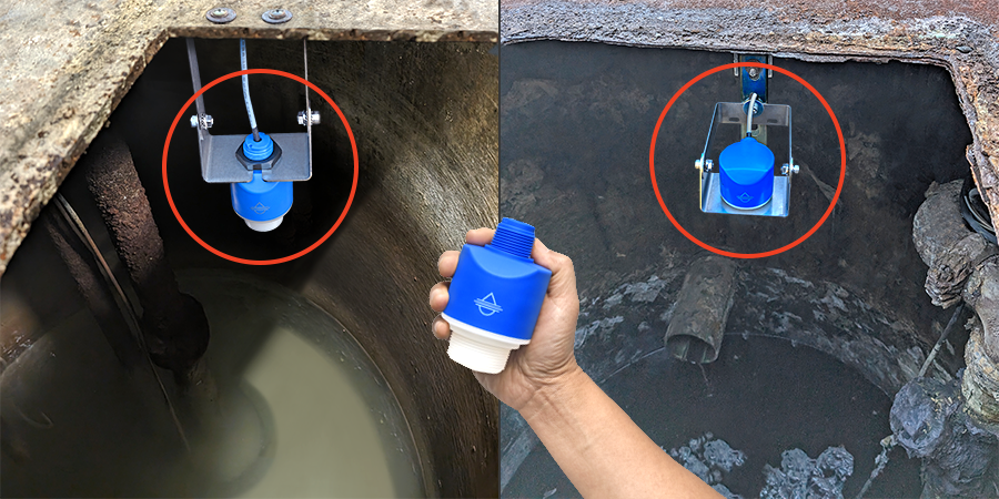 Medição de nível de líquido por radar do reservatório de águas residuais do estaleiro